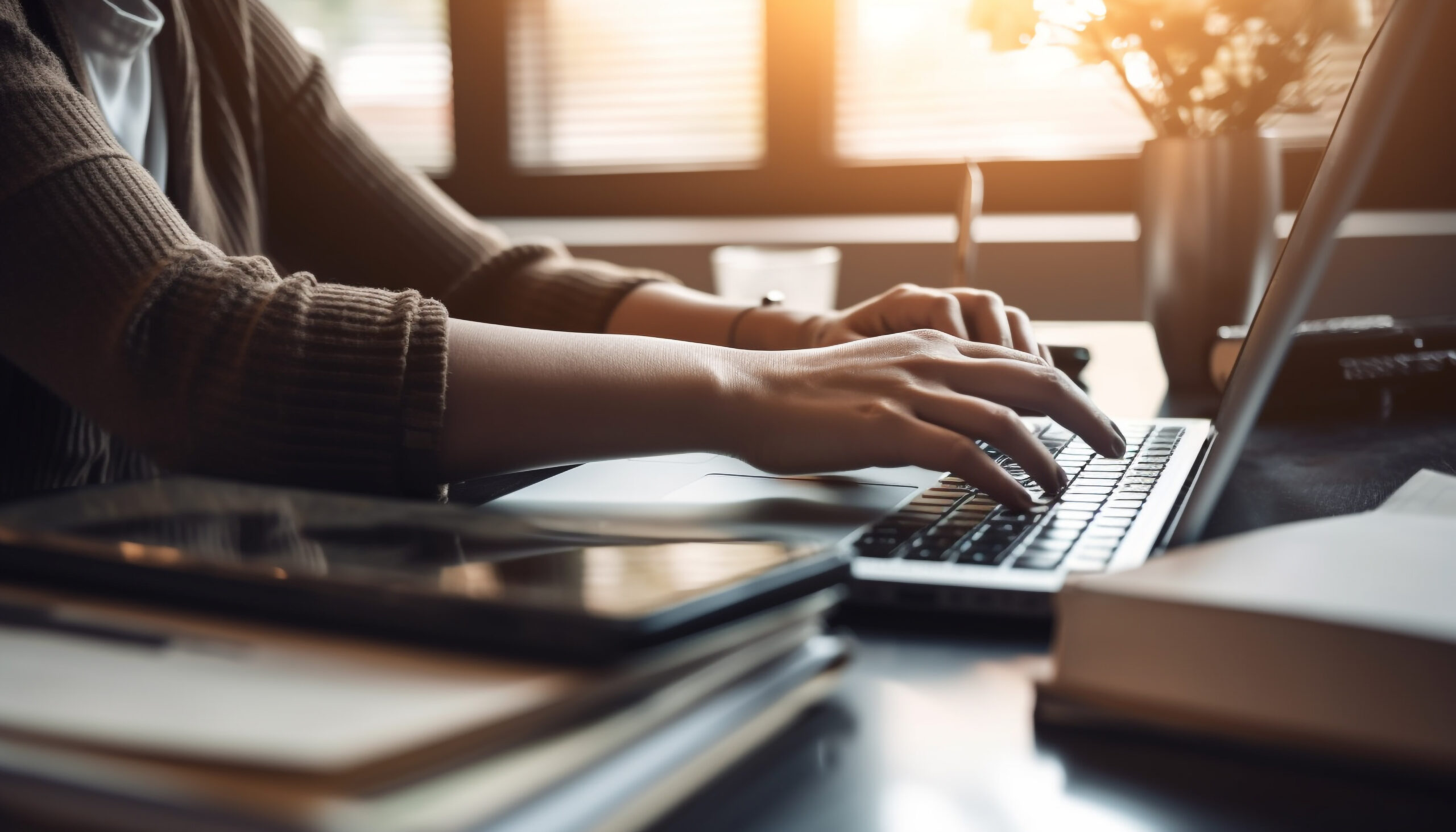 businesswoman-sitting-desk-using-laptop-generated-by-ai